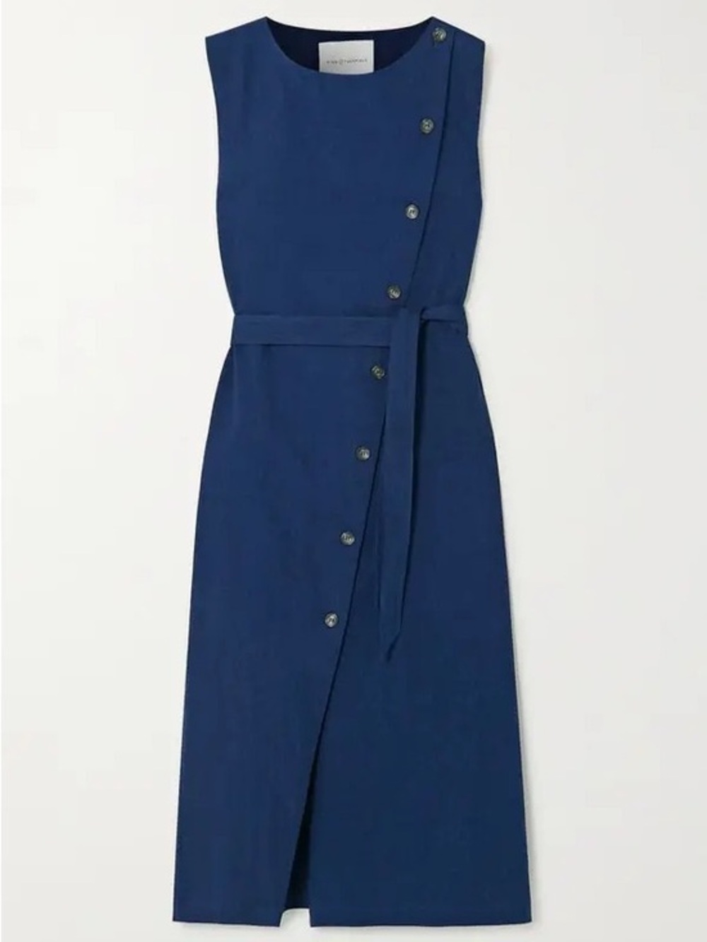 KING & TUCKFIELD 
Belted Denim Sleeveless Button Wrap Dress Medium missing belt